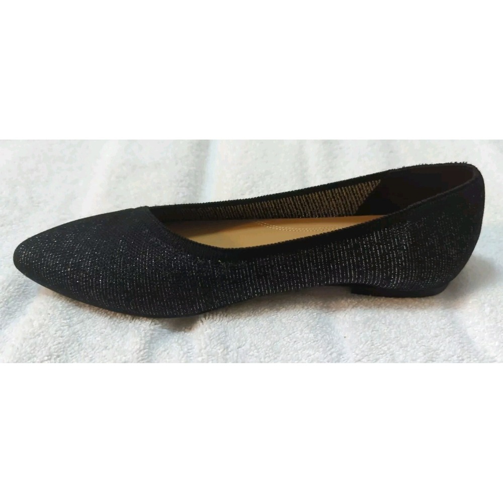 Hush Puppies Sadie Knit Asymmetric V Cut Shimmer Metallic Ballet Flats Womens 7 - Picture 5 of 11